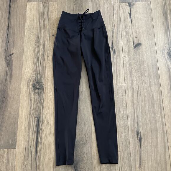 Splits59 Black Glenda Lace Up Techflex Full Length Leggings Size Small Pilates - Picture 1 of 7